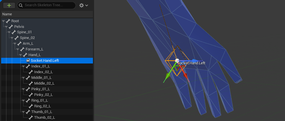 Skeletal mesh socket example